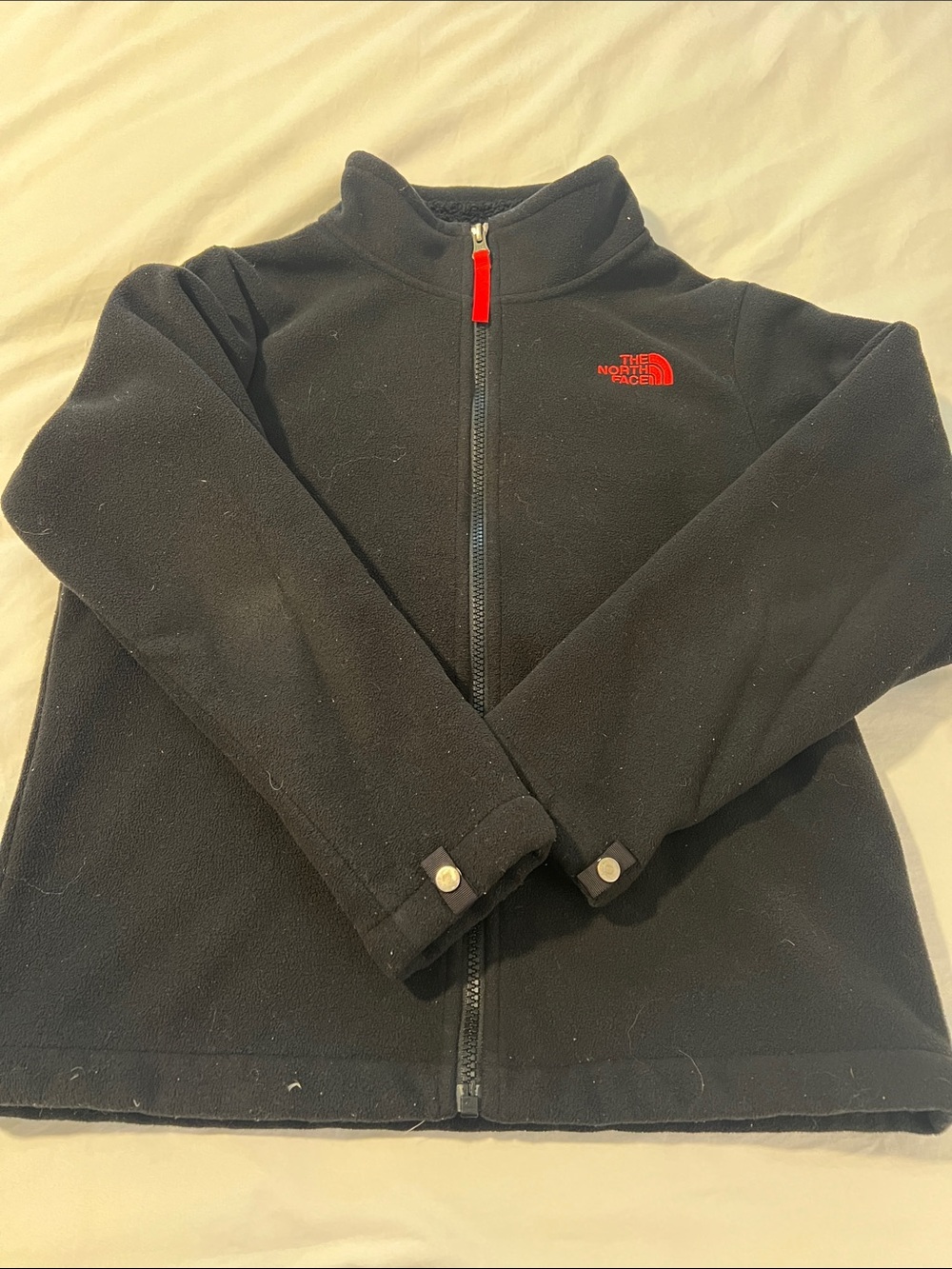 The North Face Black Fleece Jacket with Red Logo
